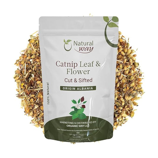 Natural Way Catnip Leaf and Flower Cut & Sifted (Nepeta cataria) - Herbal Tea | Pure, Vegan, Non-GMO & Gluten Free | Resealable Bag | 100% Raw from Albania (1LBS / 16Oz.)