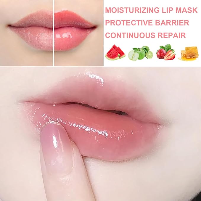 Lip Therapy Set - Lip Scrub & Lip Mask, Overnight Treatment Lip Care Kits with - Exfoliate, Condition, Hydrate and Soothe, Exfoliator & Moisturize Natural Two Step Treatment(4PCS)