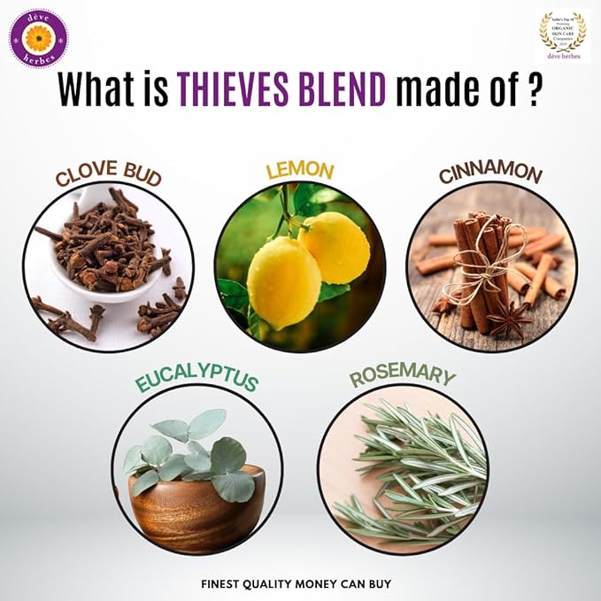 Deve Herbes Thieves Multipurpose Undiluted Essential Oil Blend with Glass Dropper 30ml (1 oz)