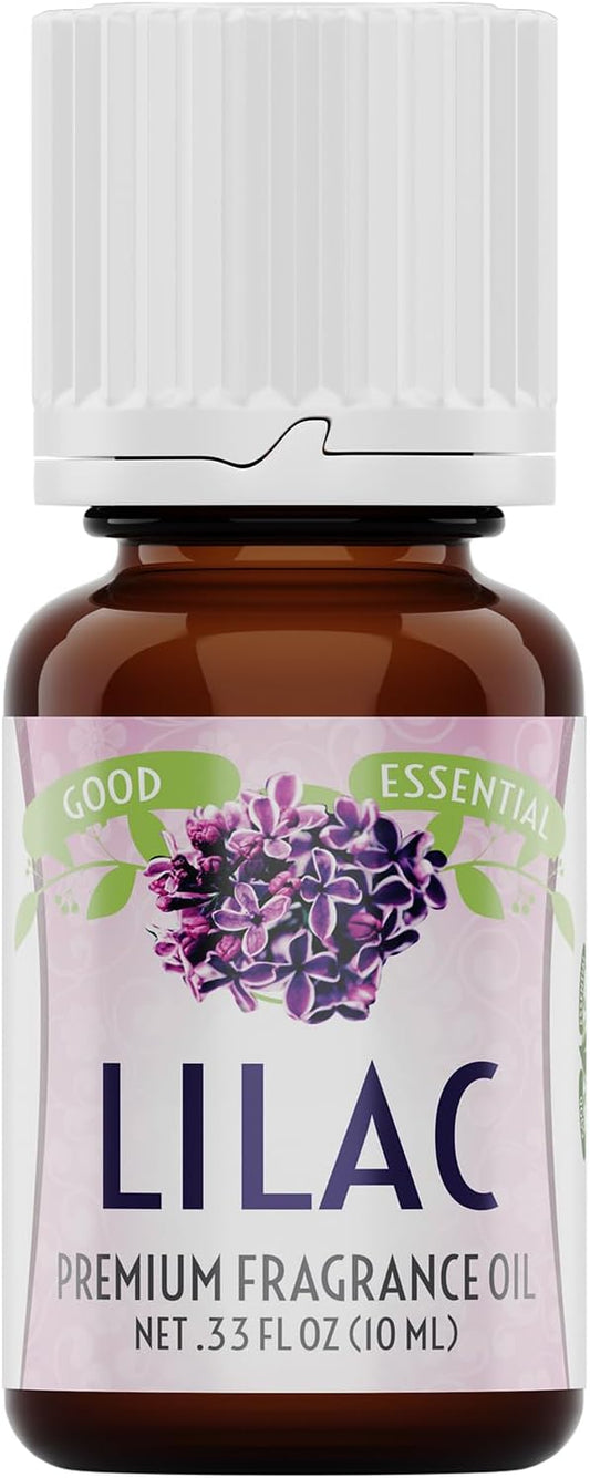 Good Essential Lilac Fragrance Oil (0.33 fl oz / 10 ml) for Diffuser, Candles, Room Spray, Lotion & Soap, Scented Home Aroma