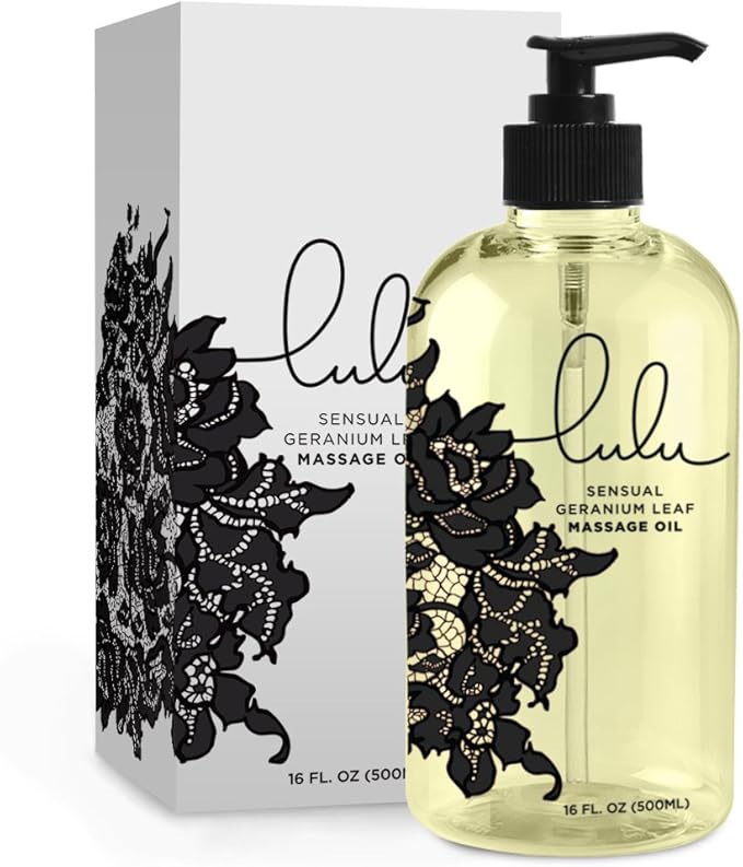 Lulu Massage Oil 16 Ounces for Full Body Massages of Joint and Muscles. Scented with Essential Oils and Sweet Almond Oil. for Couple Massage Therapy. Made in USA