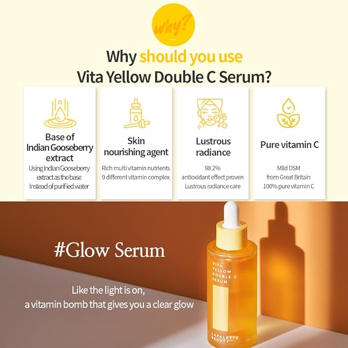 Beauty Vita Yellow Double C Serum. 1.18 Fl.oz | Nourishing & Skin Firming Effects | 9 Essential Vitamins | Korean Skincare