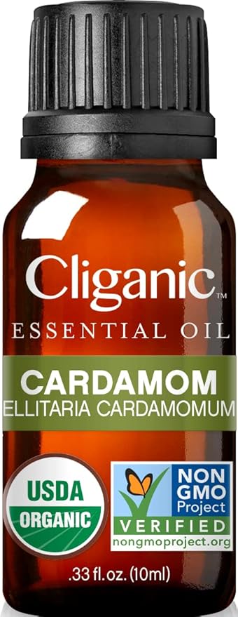 Cliganic Organic Cardamom Essential Oil - 100% Pure Natural for Aromatherapy Diffuser | Non-GMO Verified