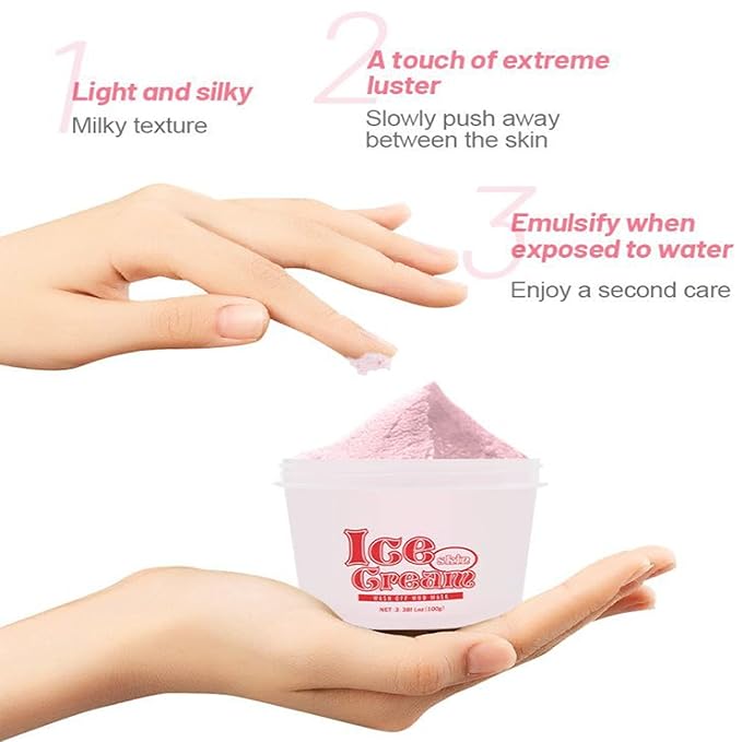 AICHUN BEAUTY Ice Cream Facial Wash Off Mud Mask Oil-Control Deep Cleaning Moisturizing Exfoliation Blackhead Skin Care 100g 3.38FL. OZ (STRAWBERRY & MILK)