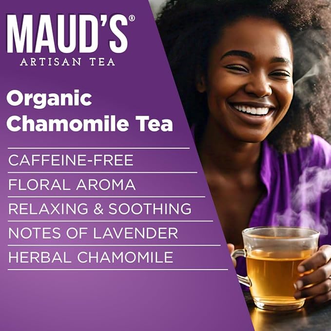 Maud's Organic Chamomile Lavender Tea Pods, 24 ct, Recyclable Single Serve Pods – 100% Gourmet Blended Tea Leaves, Compatible with Keurig K Cups Maker