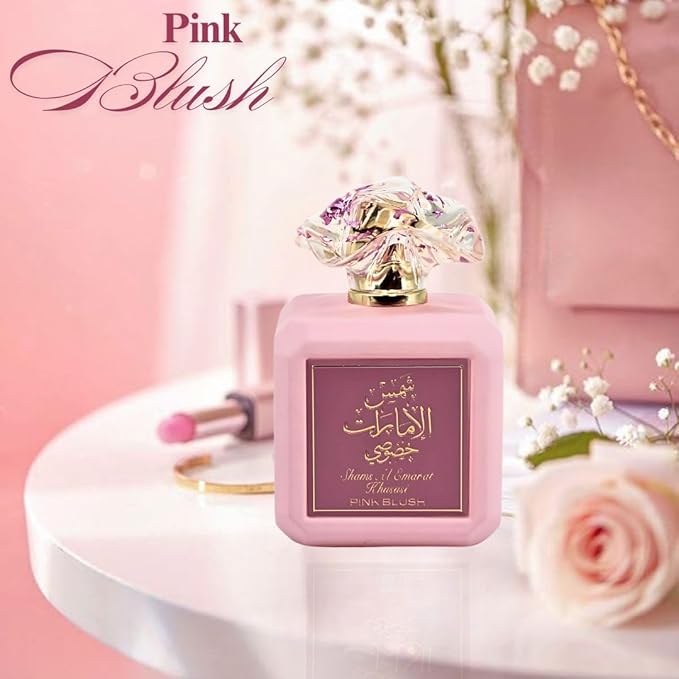 Ard al Zaafaran Pink Blush Shams Al Emarat Khususi, Marshmallow Blush Perfume For Women, Eau de Parfum - 100 ML (3.4 OZ) Romantic & Sweet Arabian Perfume - A Captivating Scent wrapped in Pink Bottle