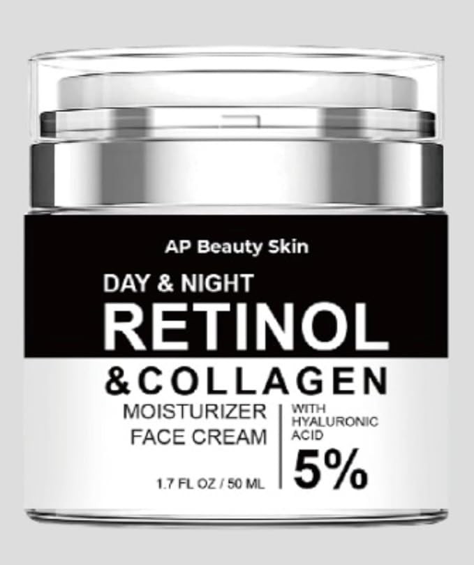 Retinol & Collagen Face Cream, 1.7 fl oz, Day & Night Moisturizer with 5% Hyaluronic Acid