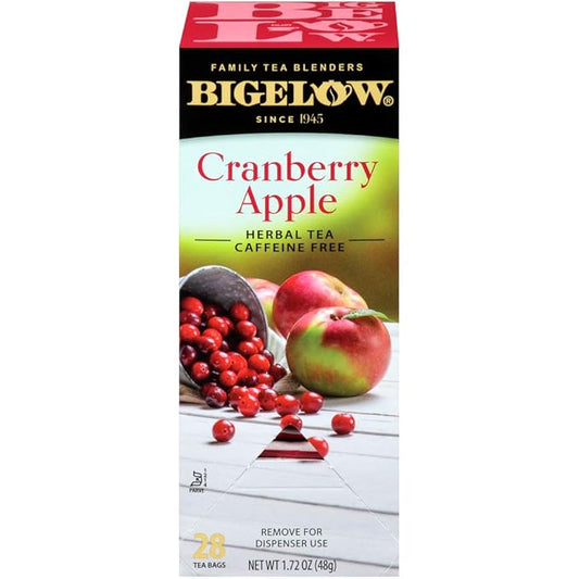 Bigelow Cranberry Apple Herbal Tea Bags 28-Count Box (Pack of 1) Cranberry Apple Hibiscus Flavored Herbal Tea Bags All Natural Non-GMO