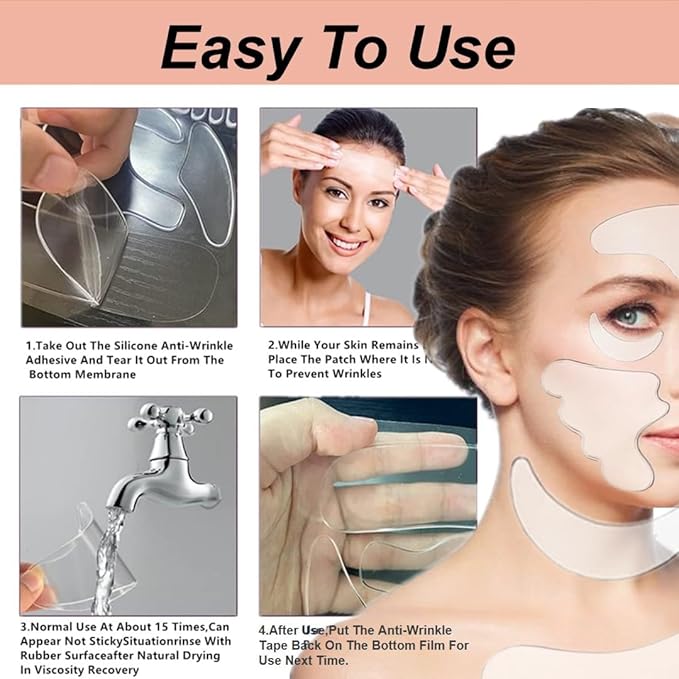 Neck Wrinkle Patches Reusable Chest Wrinkle Pads - 11 pcs Anti Wrinkles pads Silicone face patches for Skin Lines Prevention,Overnight Wrinkle Remover while Sleeping…