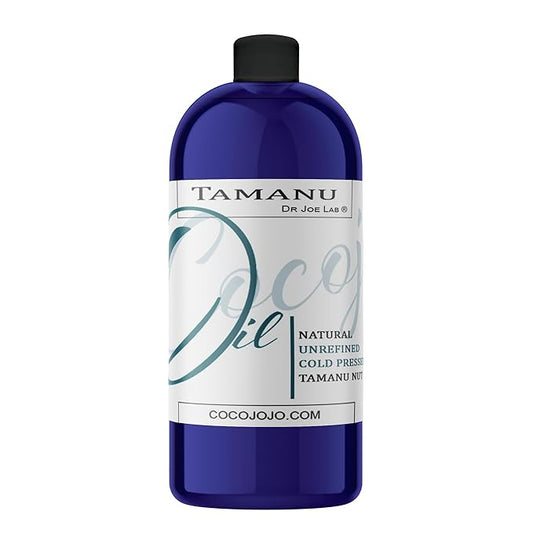 Dr Joe Lab Tamanu Oil - Bulk 32 oz 1 Quart Pure Natural Cold Pressed Unrefined Non GMO Extra Virgin Oil -Hair Skin Face Body Nail Locs Beard - Hydrating Moisturizing Nourish