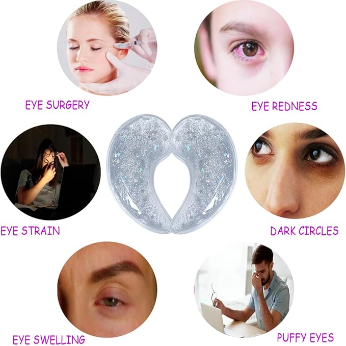 Reusable Gel Eye Ice Pack, Cooling Eye Pad, Hot ＆ Cold Treatment for Eye Strain, Eye Swelling, Eye Redness, Puffy Eyes, Dark Circles, Smooth Fine Lines, and Eye Recover Surgery. (Clear ＆ 10PCS)