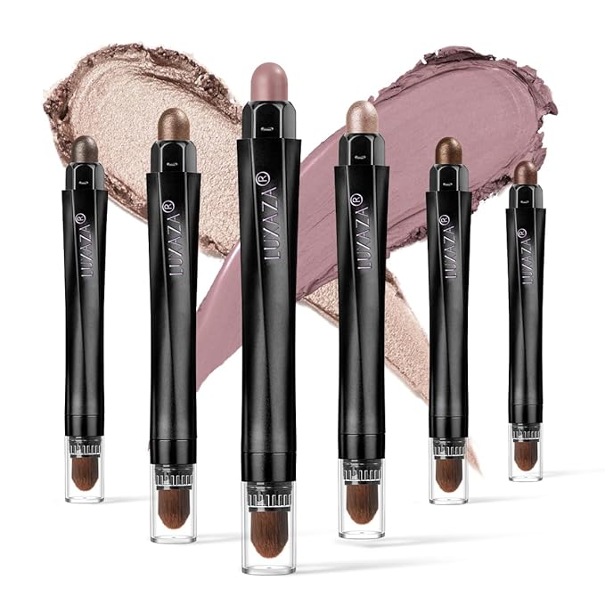 6PCS Cream Eyeshadow Stick Makeup Sets, Metallic And Matte Shimmer Eye Shadow Eye Brightener Stick Pencil Crayon, A01-Brown Neutral