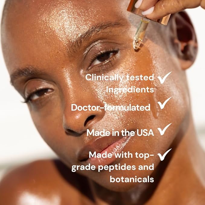 KOA Life GHK Peptide Daily Ultra-Hydrating, Anti-Aging Facial Oil. In a metallic copper glass dropper bottle and metallic copper outer cylinder carton