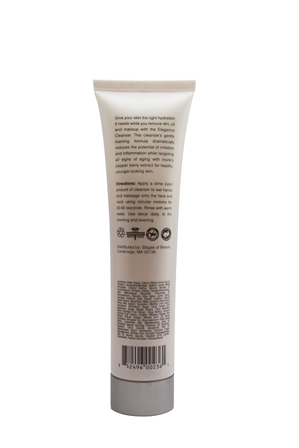 Elegance Facial Cleanser, Anti-Aging Skin Care, Fight Fine Lines & Wrinkles, Remove Dirt, Oils, and Makeup, Hydrate The Skin, Stages of Beauty, 4 Ounce, (SBY-ELG004CS-FG)