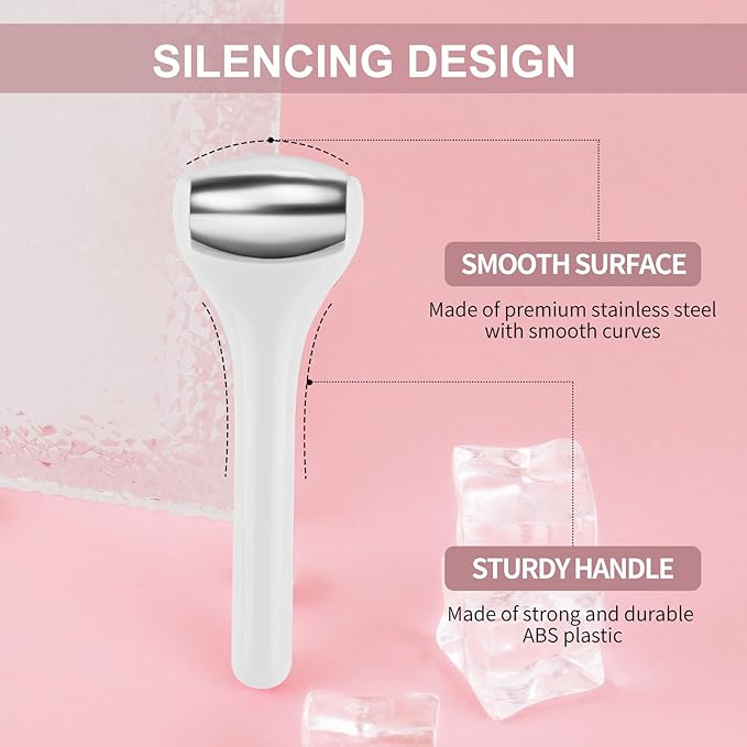 MAANGE Ice Roller For Face & Eye Roller for Puffiness,Stainless Steel Facial Roller Ice Face Roller Mini Roller Set (white 2 pcs)