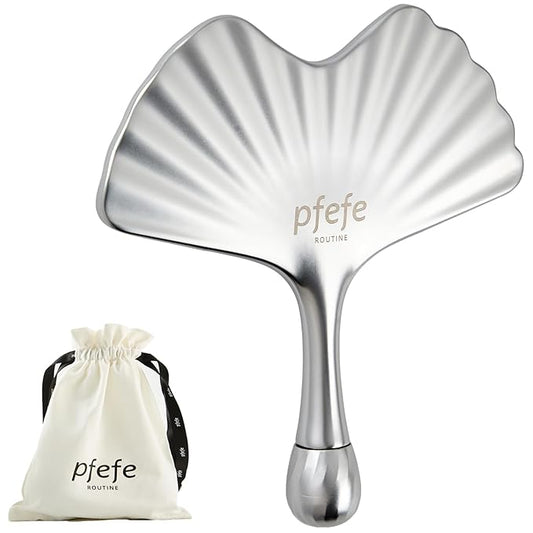Stainless Steel Gua Sha & Face Roller, Ginkgo Gua Sha for Esthetician Supplies Women Gift, Skin Care Tool for Puffiness, Wrinkles, Dark Circles