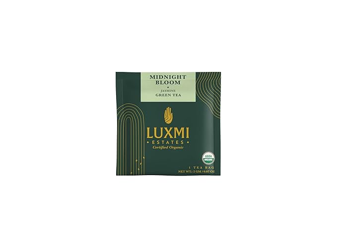 Luxmi Estates - Midnight Bloom - Organic Jasmine Tea - 90 Tea Bags (15ct x 6 Pack) | With Organic Jasmine Buds and Premium Darjeeling Green Tea | Natural Aid to Relieve Stress, Anxiety and Sleep Problems