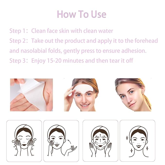 Forehead Wrinkle Patches and Smile Line Patches Set,Overnight Collagen Facial Wrinkles Patches to Lift Smile Lines for Women Anti-wrinkles Face Patches 12prs