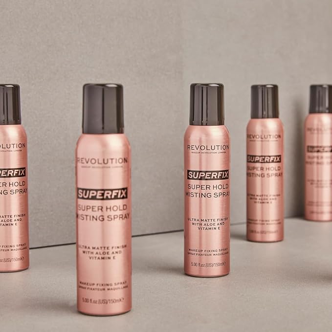 Revolution Beauty, Superfix Misting Makeup Setting Spray, Ultra Matte & Shine Free Finish, Long Lasting Wear, Infused with Vitamin E, 5 Fl. Oz.