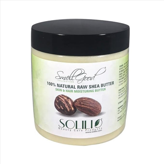 Pure Unrefined Shea Butter, totally natural and organic, Ivory color, packed in 16 oz Jar, 6 Units