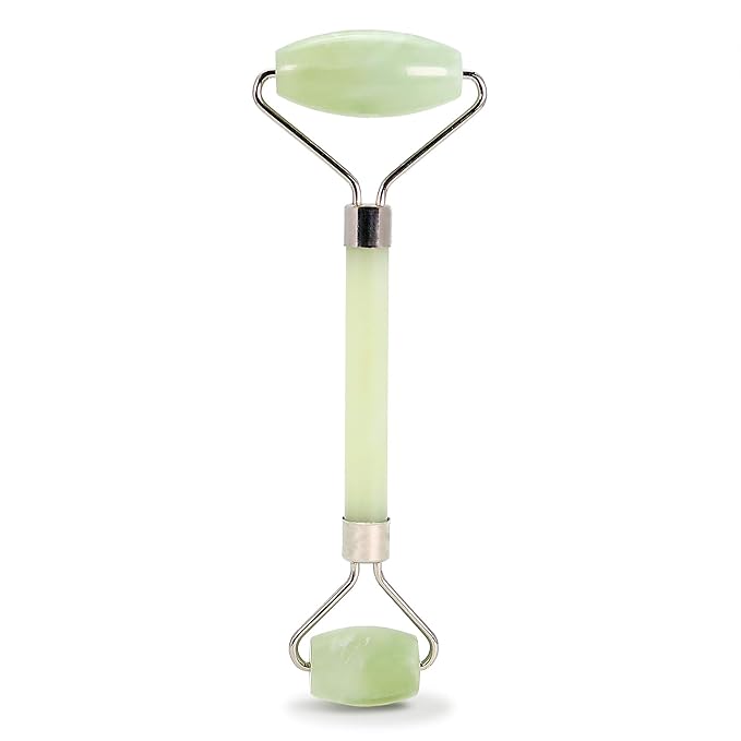 Jade Roller for Face - Improves Skin Tone and Blood Circulation - Skin Care Face Roller Reduces Under-Eye Puffiness and Dark Circles (Pack of 2)