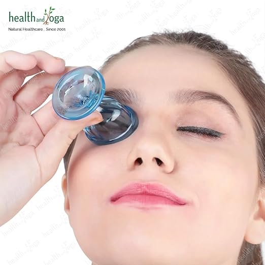 HealthAndYoga™ ChillEyes Colored Eye Wash Cups for Effective Eye Cleansing - with Storage Container - Eye Shaped Rim, Snug Fit (2 Pcs.)(Blue)