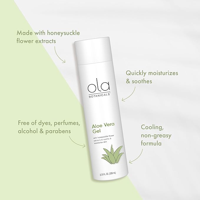 Dr. Mercola Ola Botanicals Aloe Vera Gel (8.75 Fl. Oz.), Made with Honeysuckle Flower Extract, Soothe & Moisturize Skin, Leaping Bunny Certified