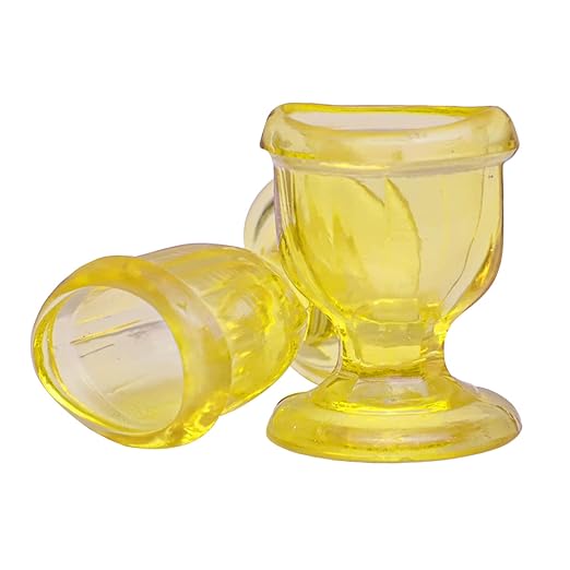 Glass Eye Wash Cup Smooth Edge, Eye Wash Cups - Eye Shaped Rim, Snug Fit Yellow Color (2 Pcs.)