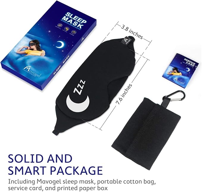 Mavogel Cotton Sleep Mask - Sleep Eye Mask for Women Men, Light Blocking Night Eyemask, Super Soft and Comfortable Eye Covers for Sleeping Yoga Nap Meditation, Includes Travel Pouch (Moon Style)