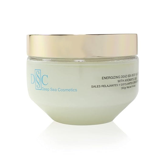 Deep Sea Cosmetics | Energizing Body Salt Scrub | Dead Sea Salt Scrub With Natural Oils, Green Tea, Lavender and Eucalyptus Extracts - 14.4 Oz