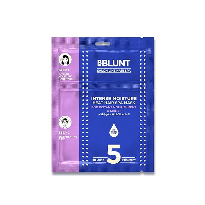 Intense Moisture Hair Spa Mask with Self-Heating Cap | Damaged Hair Treatment with Jojoba Oil & Vitamin E | Salon Like Hair Spa at Home in 5 Mins | Color Safe | 2.47 Oz/70 g