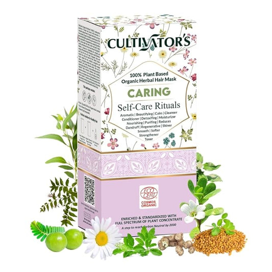CULTIVATOR'S Organic Hair Mask for Dry & Frizzy Hair, Deep Conditioning for Split Ends Repair & Shine, with Amla, Shikakai, Brahmi & Bhringraj Powder for Men & Women, 3.5 Ounce, 1 Pack