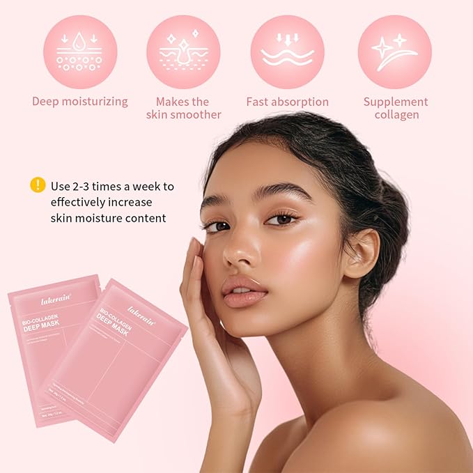 NICEFACE Bio-Collagen Deep Hydrating Face Mask with Hyaluronic Acid - Overnight Hydrogel Mask for Firming, Elasticity & Pore Minimizing - Korean Skincare Facial Treatment, 34g x4ea