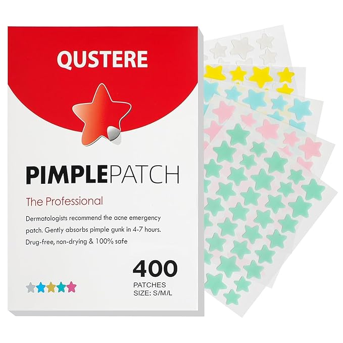 Pimple Patches for Face, Hydrocolloid Acne Patches, Cute Star Zit Covers, Colorful Spot Stickers with Tea Tree, Salicylic Acid & Cica Oil| 3 Sizes (10mm, 12mm & 14mm) |400 Count