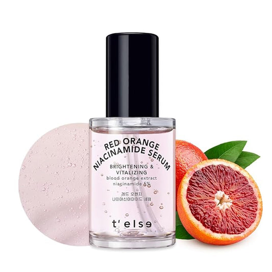 T'else Red Orange Niacinamide Serum 30ml, 1.05 Fl.oz, Blemish and Skin Flaws Improvement, Moisturizing Gel Formula Lotion, Rich Vitamin & Panthenol Facial Care, Smooth Skin Texture, Korean Skin Care