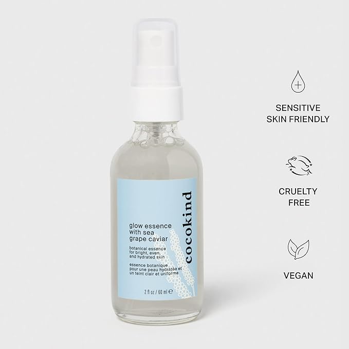 Cocokind Glow Essence with Sea Grape Caviar, Hydrating Primer and Facial Mist, Facial Moisturizer with Sea Buckthorn, Linoleic Acid, and Vitamin E