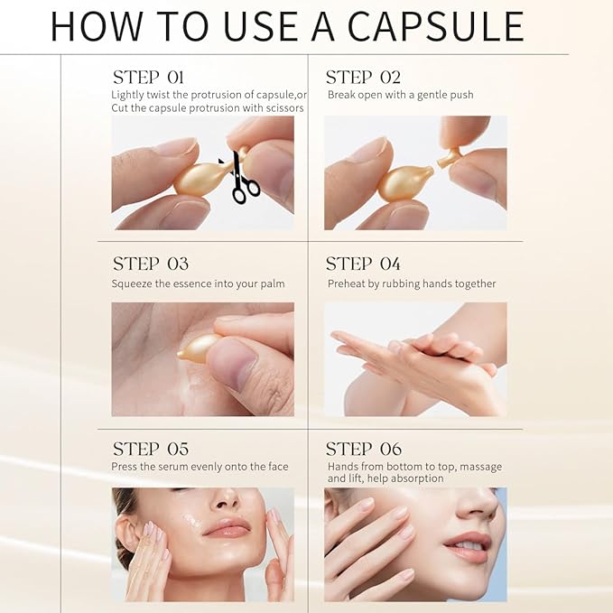 Retinol Serum For Face Anti-Aging 30 Capsules With Scissors, Vitamin C Anti-Wrinkle, Vitamin A Retinol Collagen Anti-Aging Night Serum For Women,Smooth,Hydrate,Firming Skin,Travel Portable