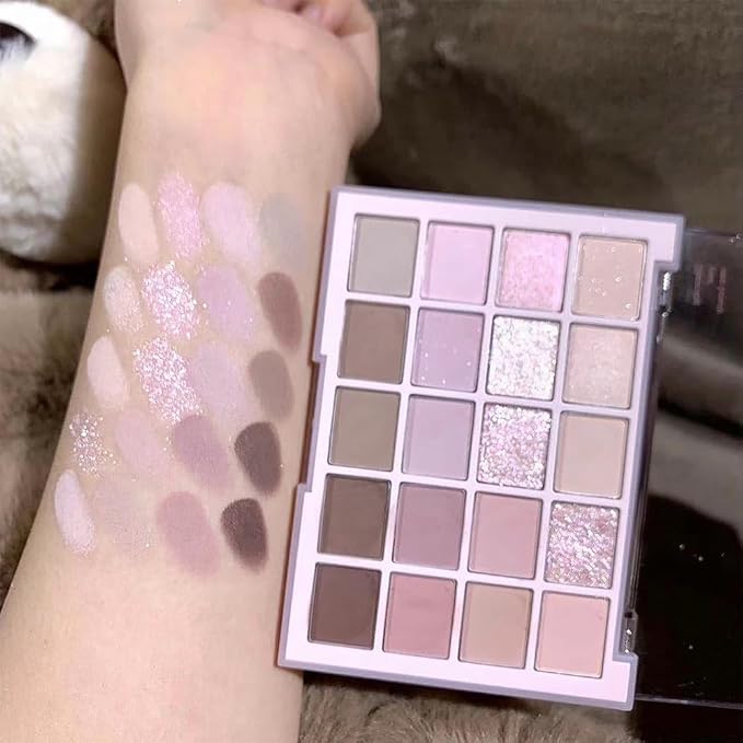 20Colors Nude Light Pink Purple Basics Matte Eyeshadow Palette,Eye Shadow Travel Makeup Palette all in one Long Lasting Waterproof Ultra-Blendable,Great for Travel Gift Kit