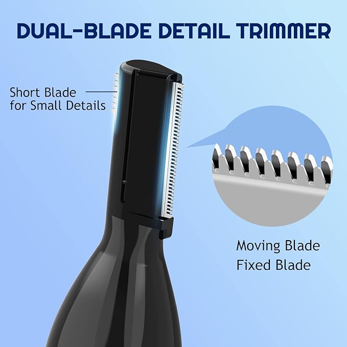 Eyebrow Trimmer Electric Eyebrow Razor for Men, Rechargeable Facial Hair Shaver Painless Detail Trimmer with Rinseable Blade for Face Beard Neck (Black)