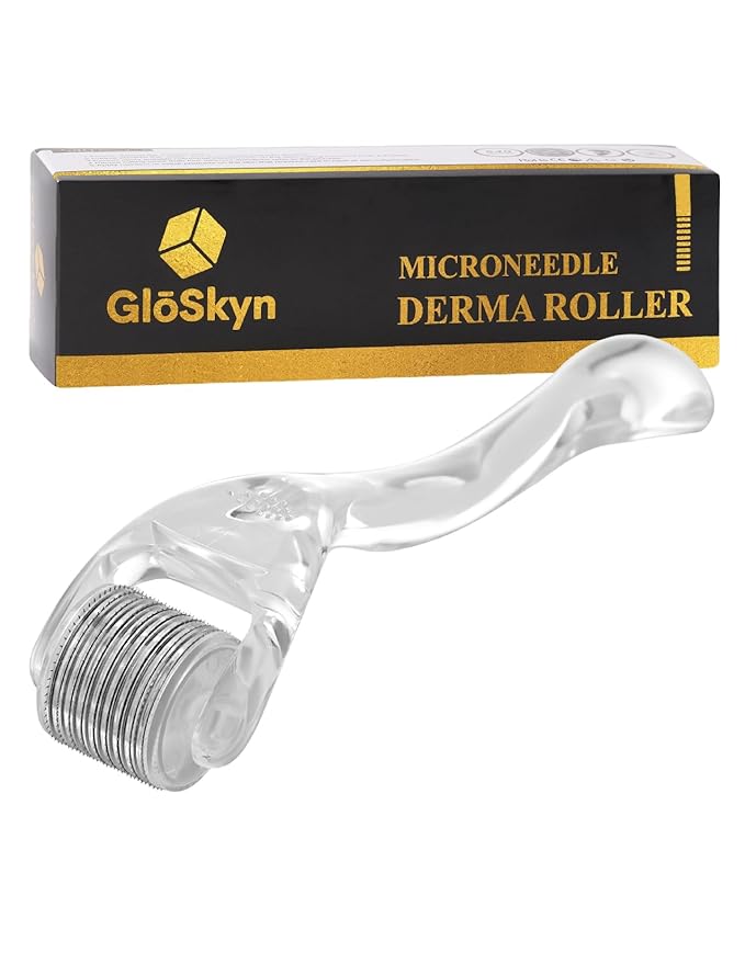 GlSkyn Derma Roller for Face, Scalp, and Beard - 0.25mm Microneedling Roller with 540 Titanium Microneedles