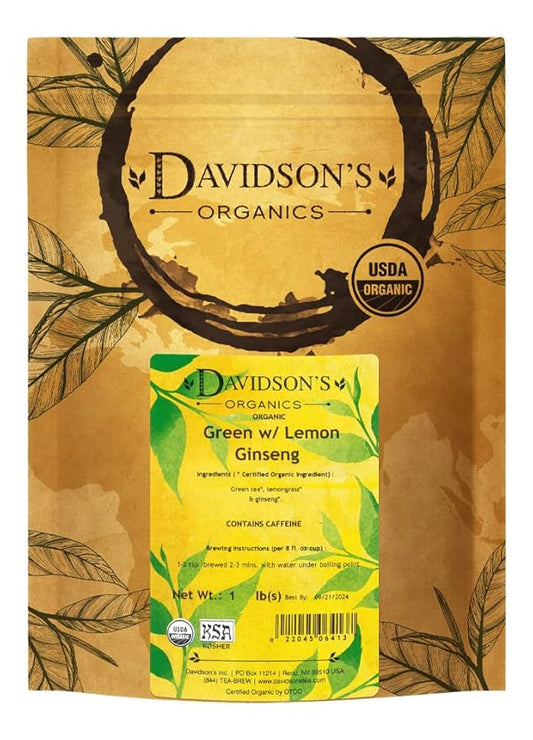 Davidson's Tea Bulk, Green with Lemon Ginseng, 16 Ounce