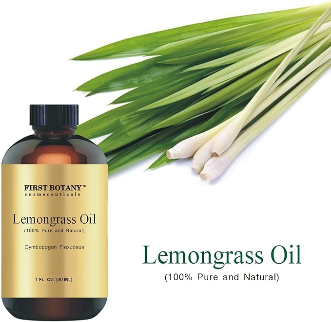 First Botany, 100% Pure Lemongrass Essential Oil - Premium Oil for Aromatherapy, Massage, Topical & Household Uses - 1 fl oz (Lemongrass)