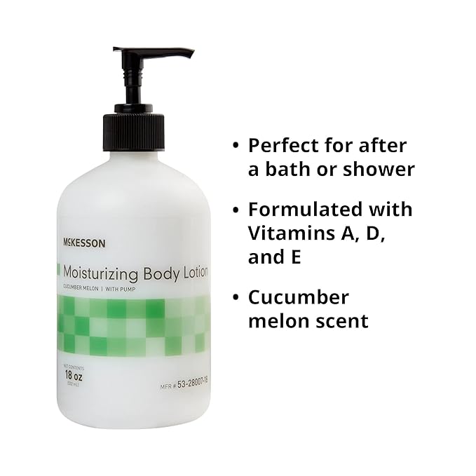 McKesson Moisturizing Hand and Body Lotion - Cucumber Melon Scent - 18 oz, 12 Count