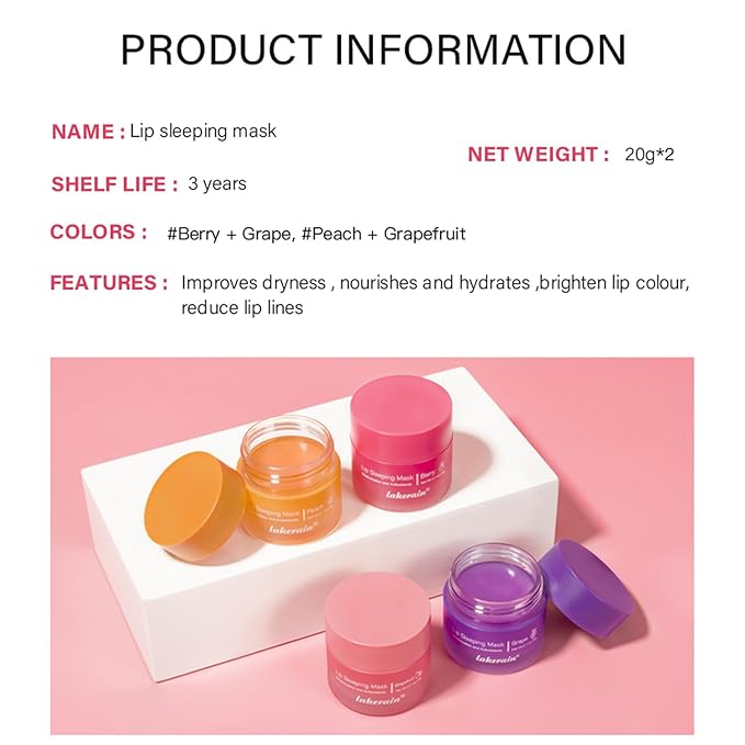 2PCS Lip Sleeping Mask, Lip Mask Grapefruit)