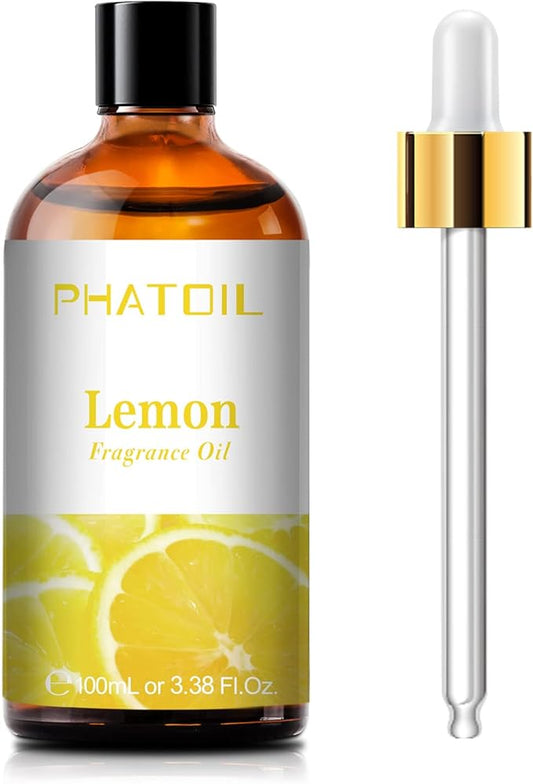 100ML Lemon Fragrance Oils for Aromatherapy, Diffuser Oils for Home, Perfect for Humidifier, Yoga, DIY Candle and Soap Making - 3.38FL.OZ
