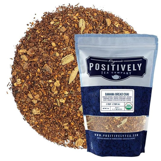 Organic Positively Tea Company, Banana Bread Chai Rooibos Tea, Loose Leaf, 16 Ounce