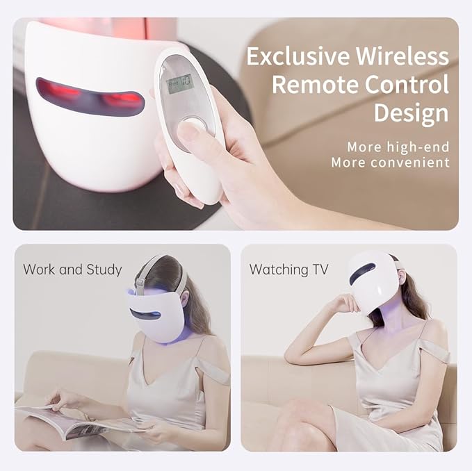 LED Face Mask, 8 Color LED Mask for Face Skin Care, FSA/HSA Eligible, Red Light Mask for Face, Infrared, Red & Blue Light Mask, Wrinkle Reduction, Wireless. (Miracle ACE RB-050)