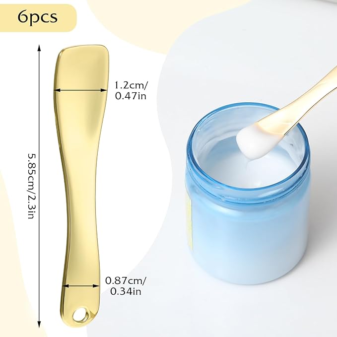 6 Pcs Metal Makeup Spatula Tool, Mini Skincare Spatula Skin Care Facial Cream Mask Scoop Makeup Tools for Cosmetic Scoop for Creams Lotions Masks (Silver Gold Rose Gold)