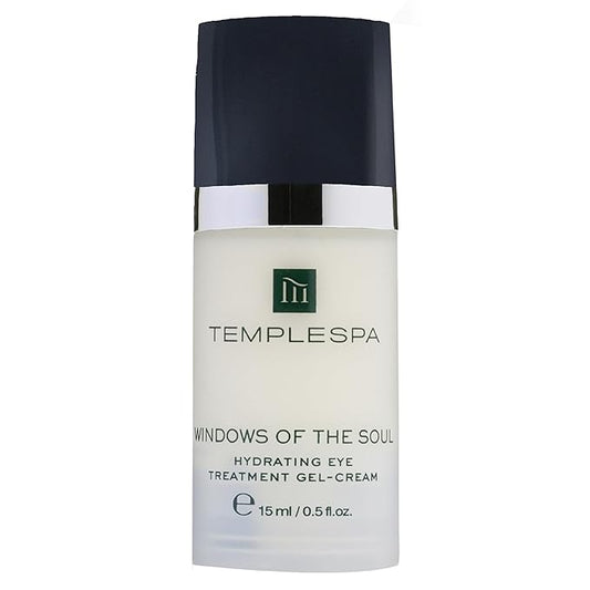 TEMPLESPA | WINDOWS OF THE SOUL | Hydrating Lightweight Eye Treatment Gel-Cream to Refresh Tired Eyes, Soothe, Tighten & Tone the Eye Area, Natural Ingredients, Cruelty-Free, Vegan, 0.5 fl.oz.