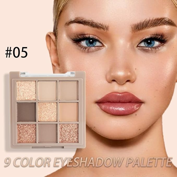Eye Shadow Palette Makeup,9 Colors Gold Matte Shimmer Vegan Eyeshadow,Highly Pigmented Long Lasting Waterproof Naturing-Looking make up pallets for women,eyeshadow palette for brown blue eyes